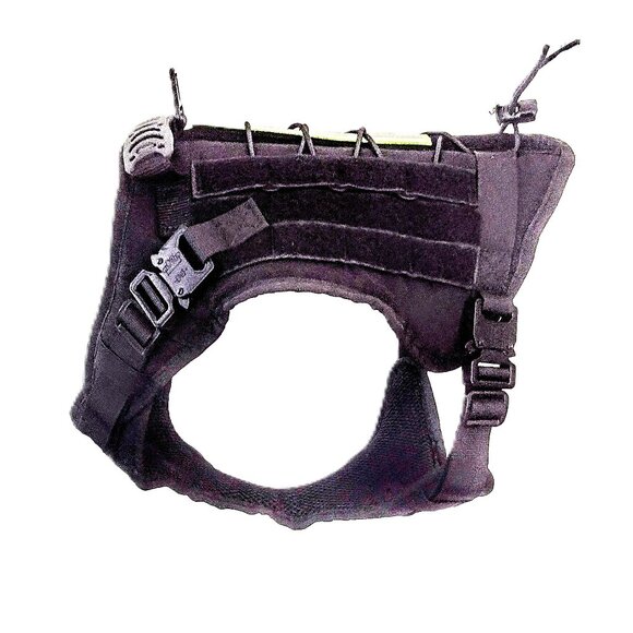 Black Tactical LG Dog Harness, Adjust. No-Pull Dog Vest ~ Metal Latches, Patches - Picture 5 of 15